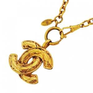 CHANEL Authentic Gold Logo Necklace